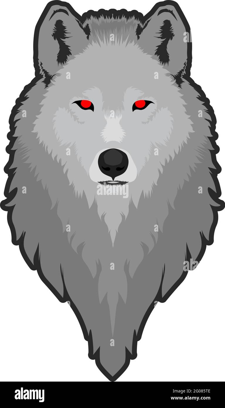 Kopf einer Wolf Vektor-Illustration isoliert auf weißem Hintergrund Stock Vektor
