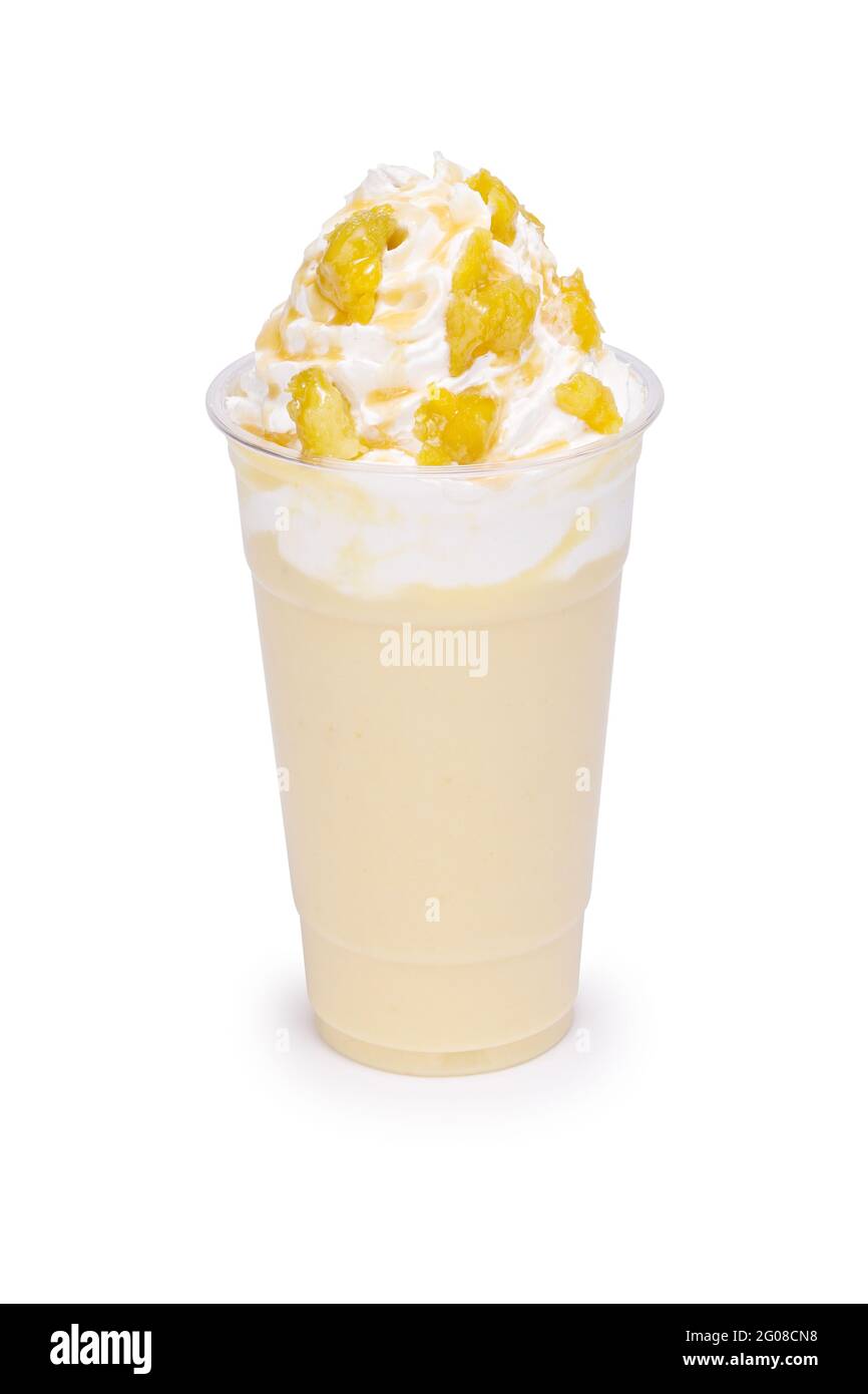 Ein Glas Mango-smoothie Stockfoto
