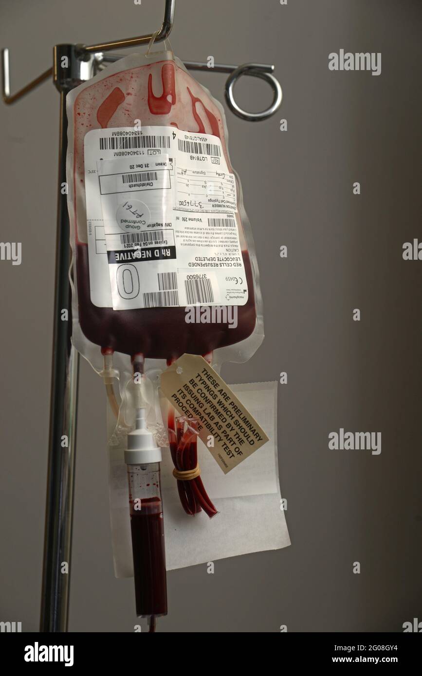 GREYMOUTH, NEUSEELAND, 17. Januar 2021: Eine Bluttransfusion für einen Patienten im Te Nikau Hospital in Greymouth ist im Gange Stockfoto