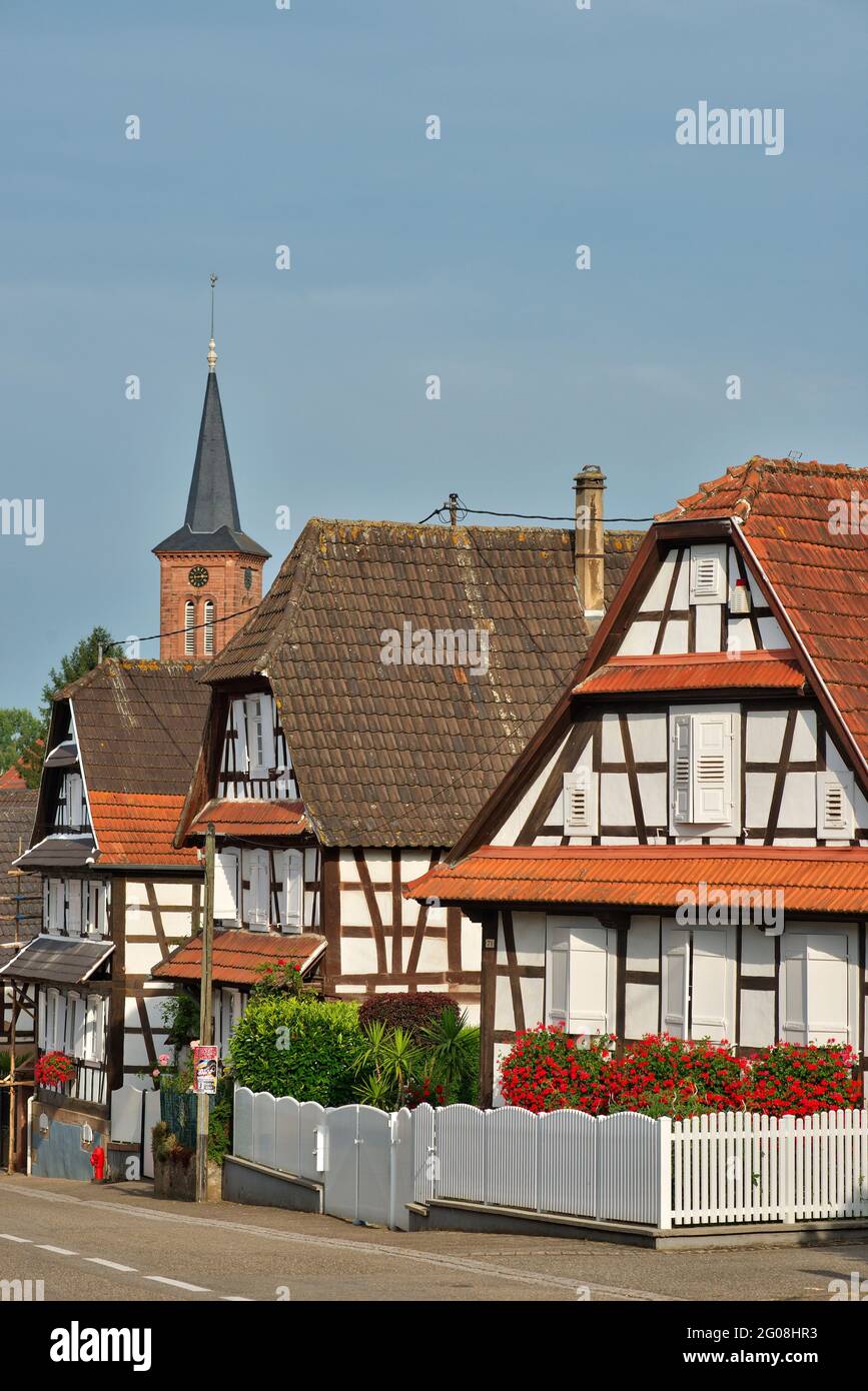 FRANKREICH, BAS-RHIN (67), OUTRE-FORET, DORF HUNSPACH (ZÄHLT ZU DEN SCHÖNSTEN DÖRFERN FRANKREICHS) Stockfoto
