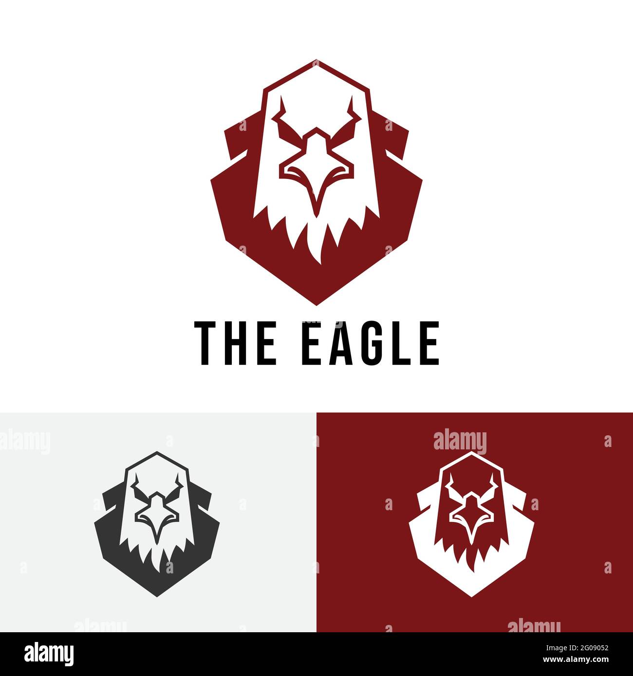Starkes Eagle Falcon Hawk Bird Head Einfaches Logo Stock Vektor