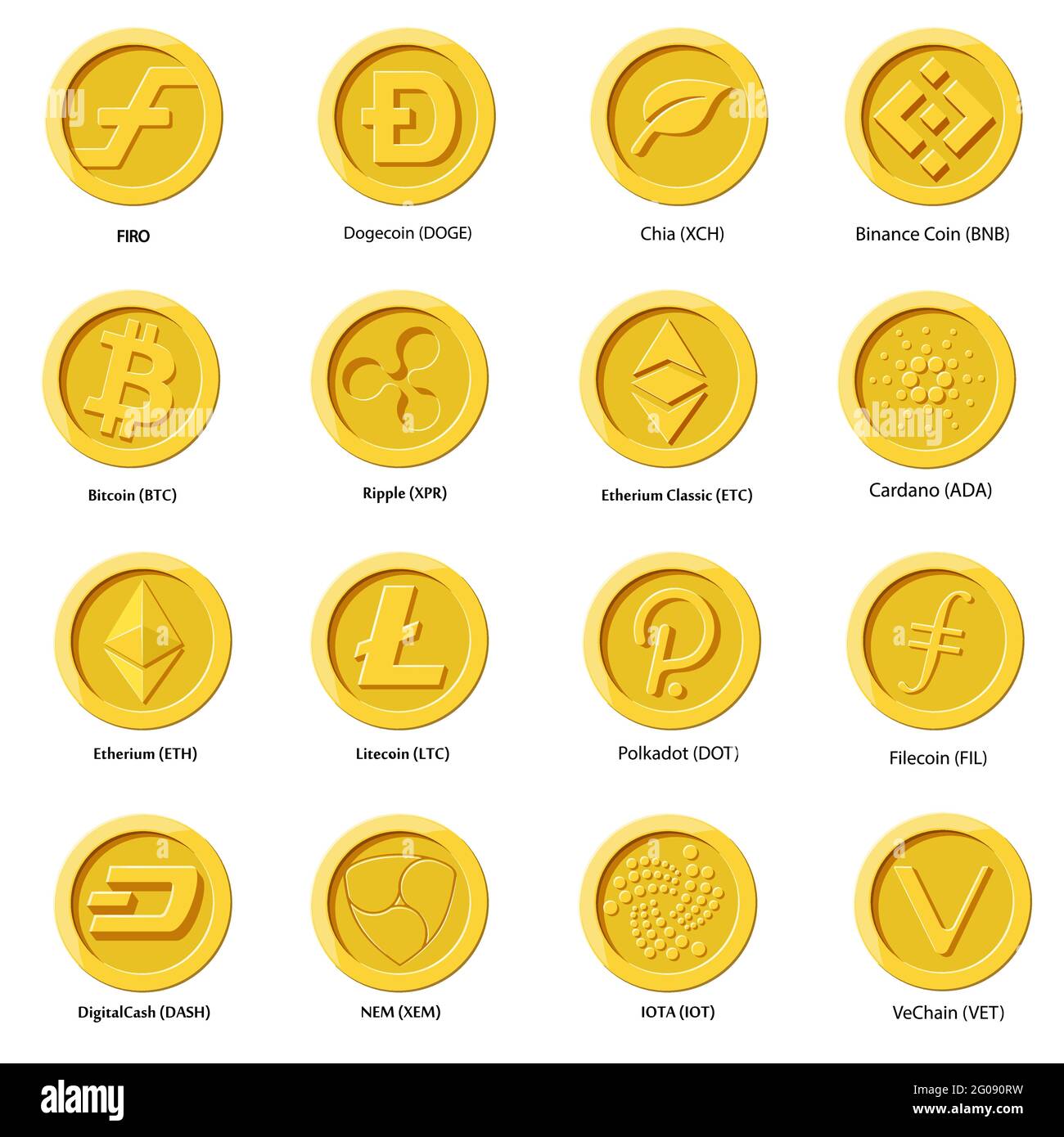 Krypto Währung Symbole Münze. Digitales Geld für Apps, Websites oder Logos.  FLACHE Vektorgrafiken Stock-Vektorgrafik - Alamy