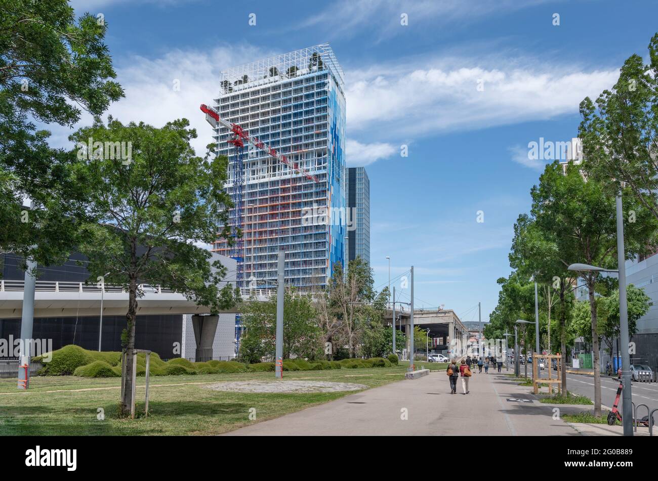 Das Wahrzeichen des Wolkenkratzers 'La Marseille' in Marseille, Frankreich Stockfoto