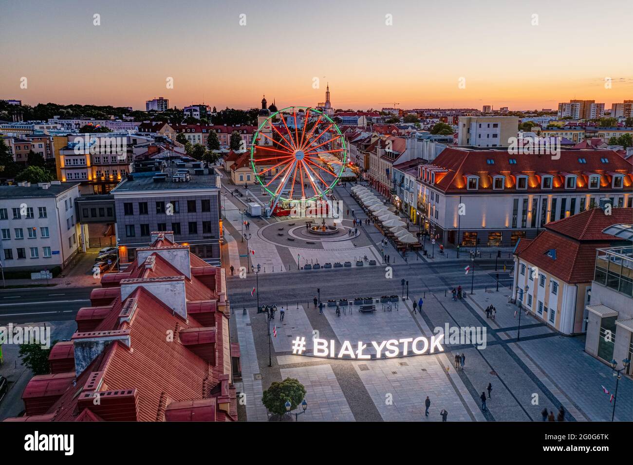 Bialystok Stadt Abend Landschaft Luftbild, Polen Stockfoto