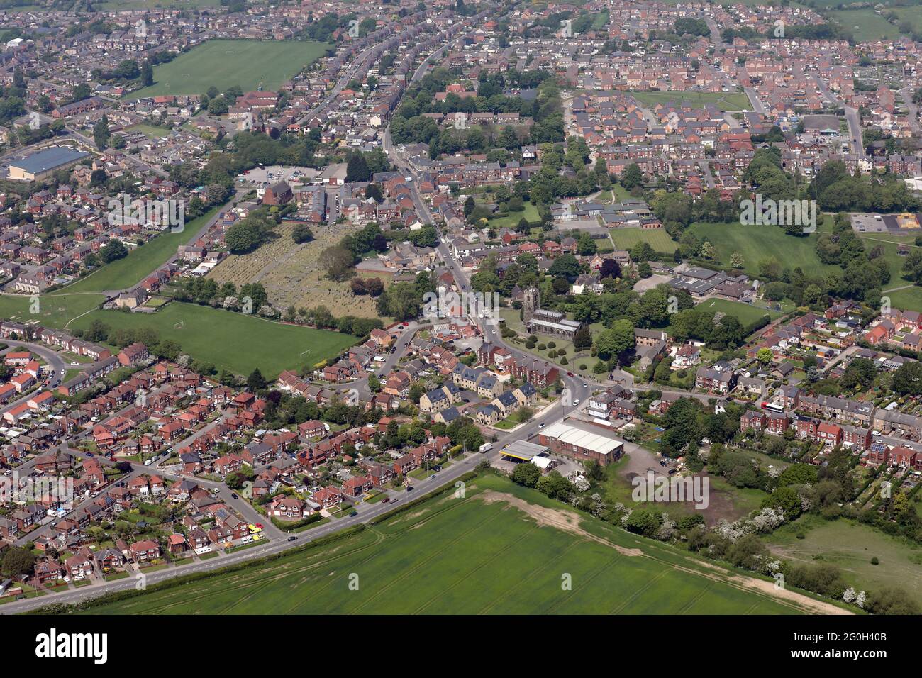 Luftaufnahme aus dem Südosten von Royston bei Barnsley, South Yorkshire Stockfoto