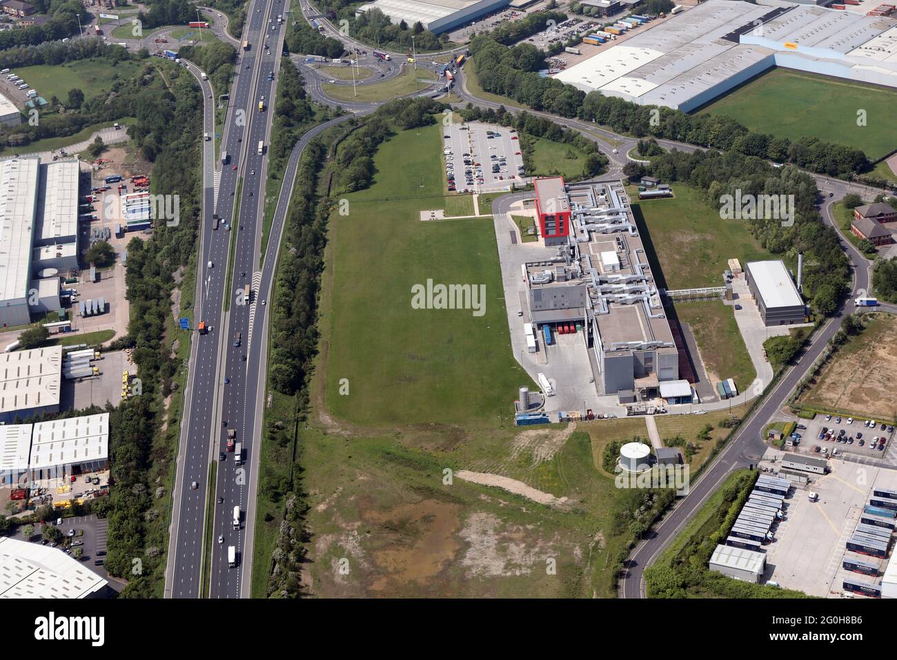 Luftaufnahme des Industrieguts Normanton in der Nähe von Wakefield, West Yorkshire Stockfoto