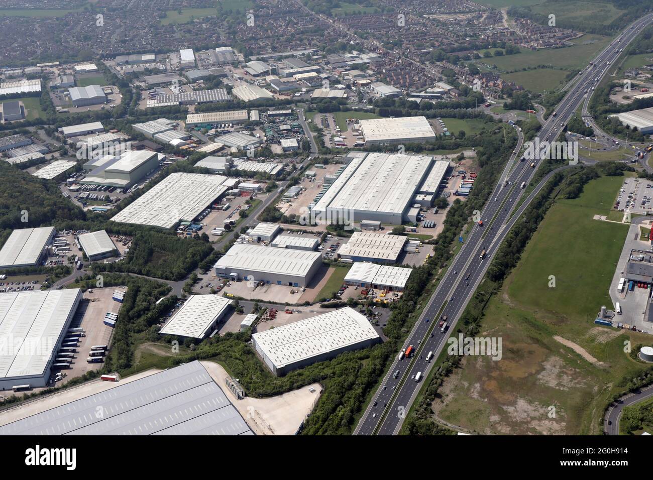 Luftaufnahme des Industrieguts Normanton in der Nähe von Wakefield, West Yorkshire Stockfoto