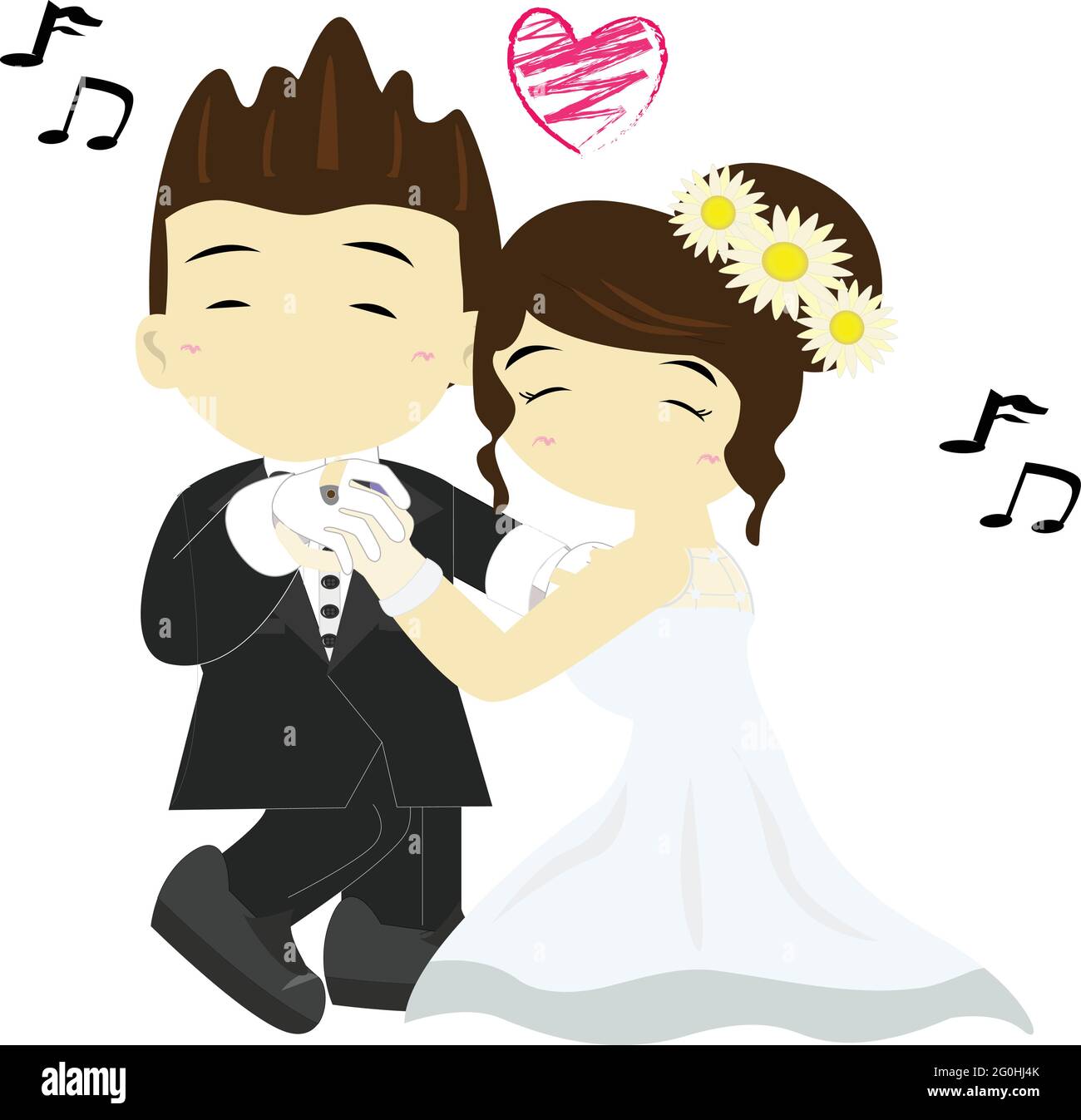Braut und Bräutigam tanzen zusammen Stock Vektor