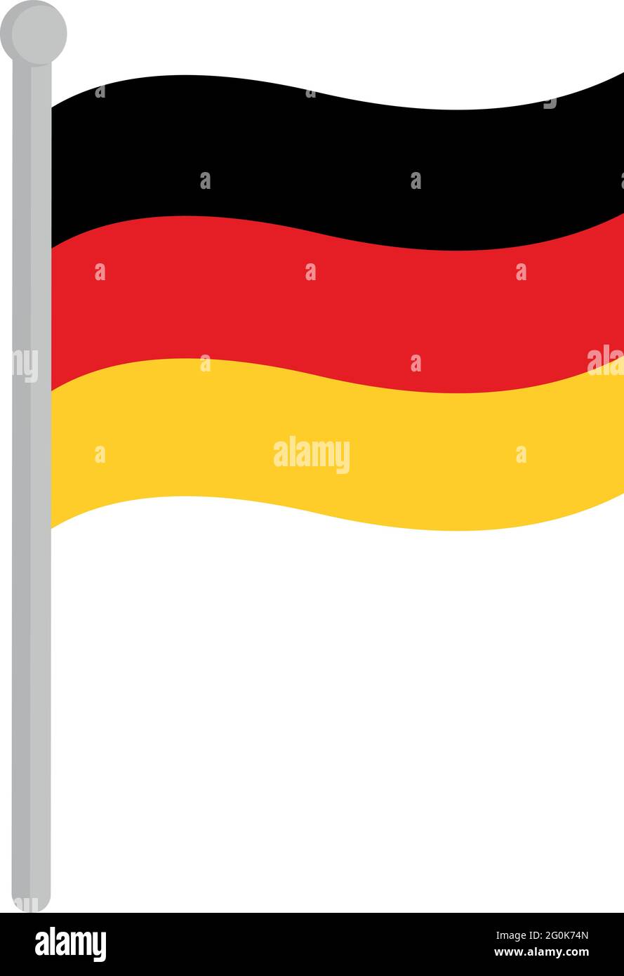 Vektordarstellung der Flagge Deutschlands auf einer Stange Stock Vektor