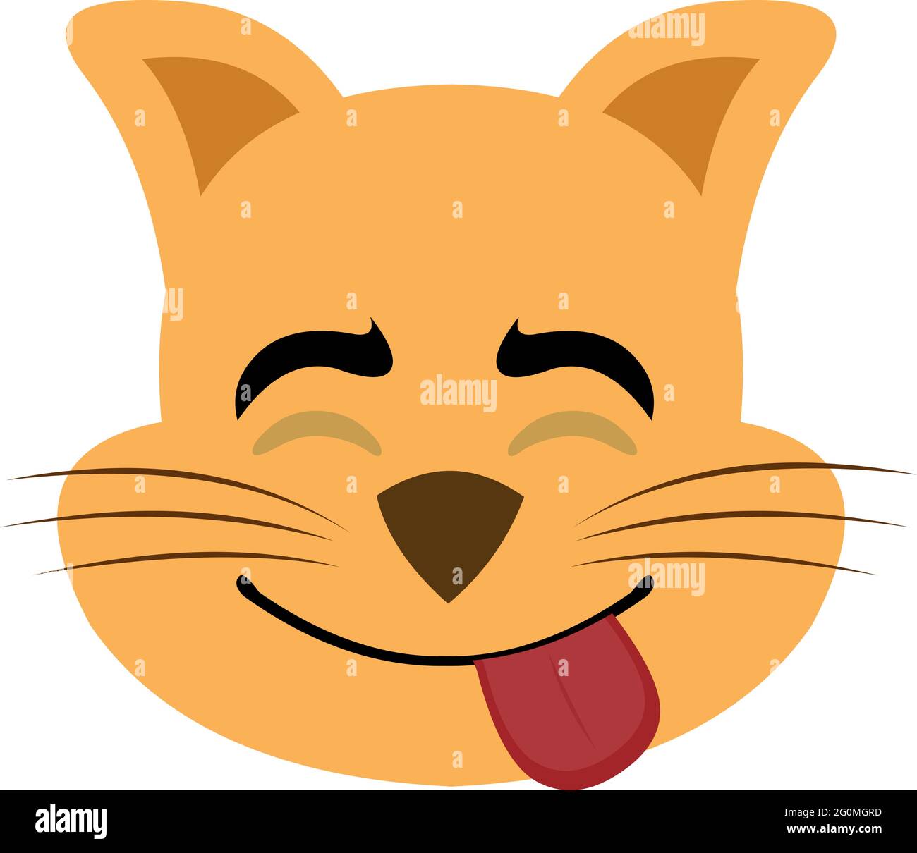 Vektor-Emoticon Illustration eines Zeichentrickkatzengesichts mit einem fröhlichen Ausdruck Stock Vektor
