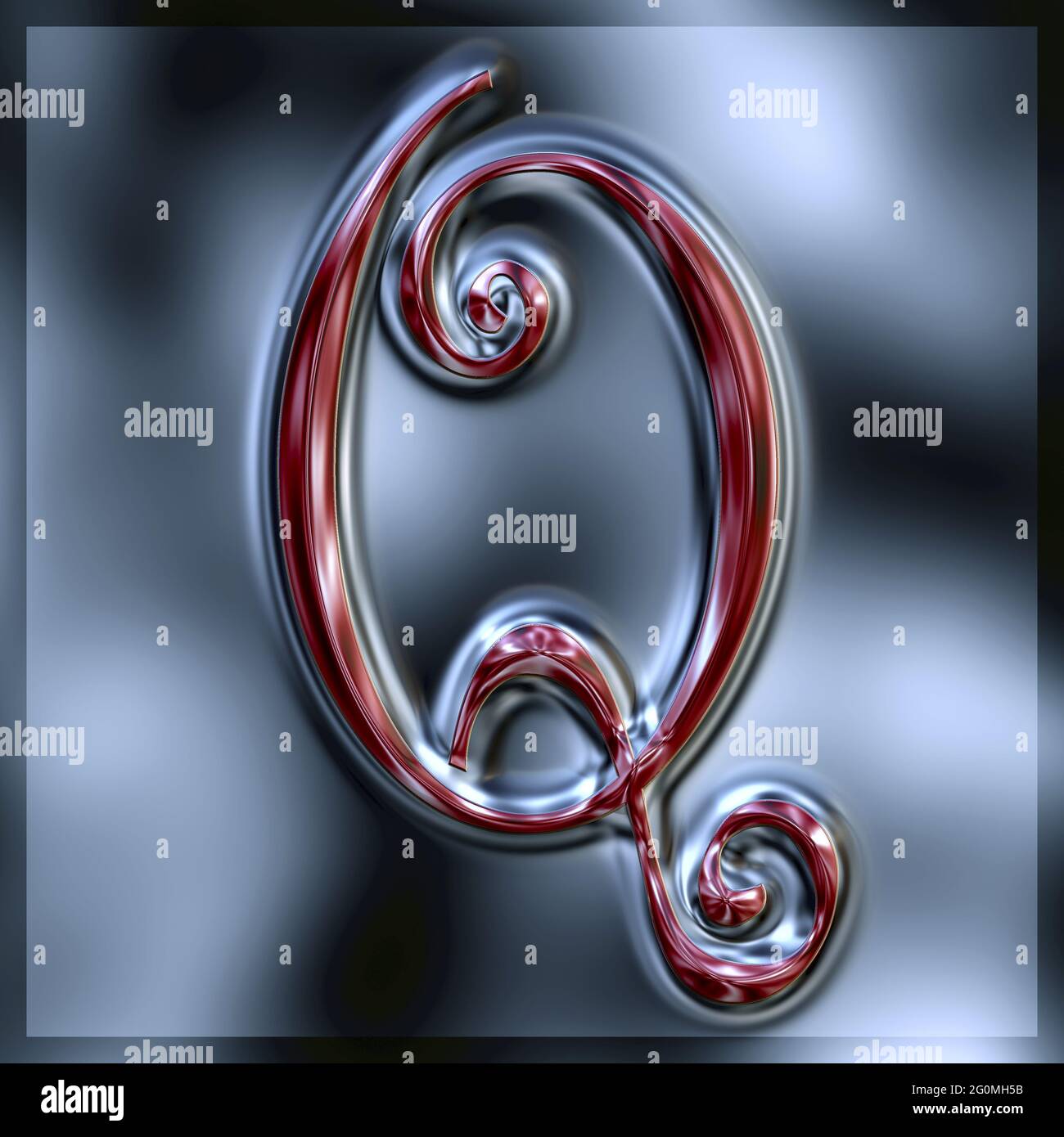Grafik mit dem Großbuchstaben Q als Monogramm Stockfoto