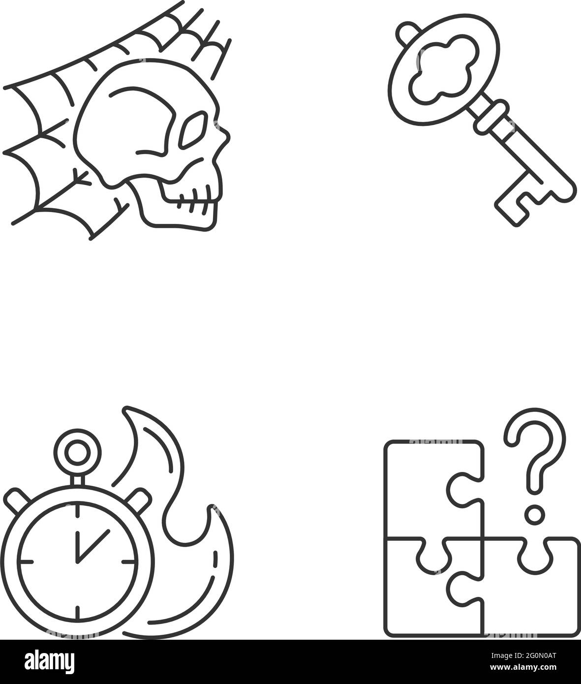 Lineare Symbole im Quest-Raum sind gesetzt Stock Vektor
