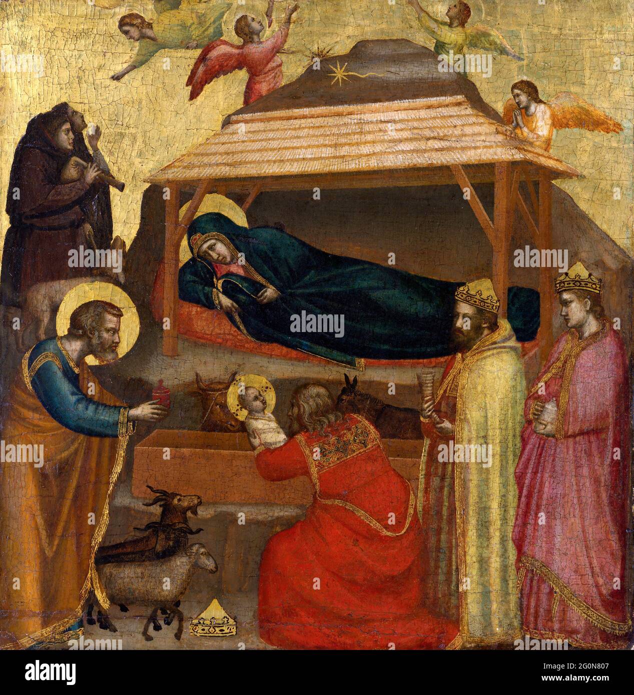 Giotto. Die Anbetung der Könige von Giotto di Bondone (ca. 1266-1337), Tempera auf Holz, Goldgrund, c. 1320 Stockfoto