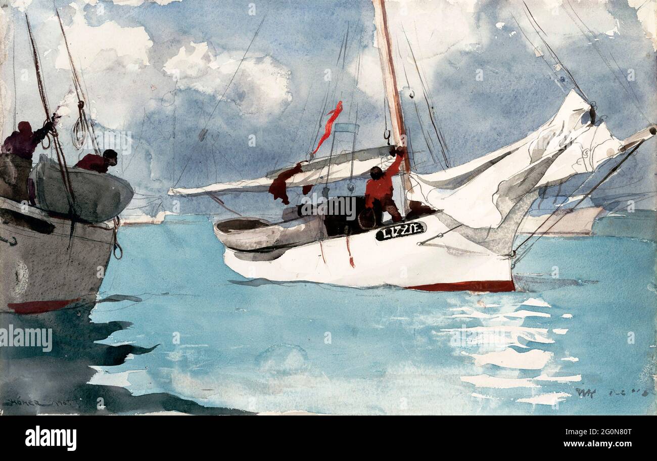 Fischerboote, Key West von Winslow Homer (1836-1910), Aquarell und Graphit auf cremefarbenem Gewebspapier, 1903 Stockfoto
