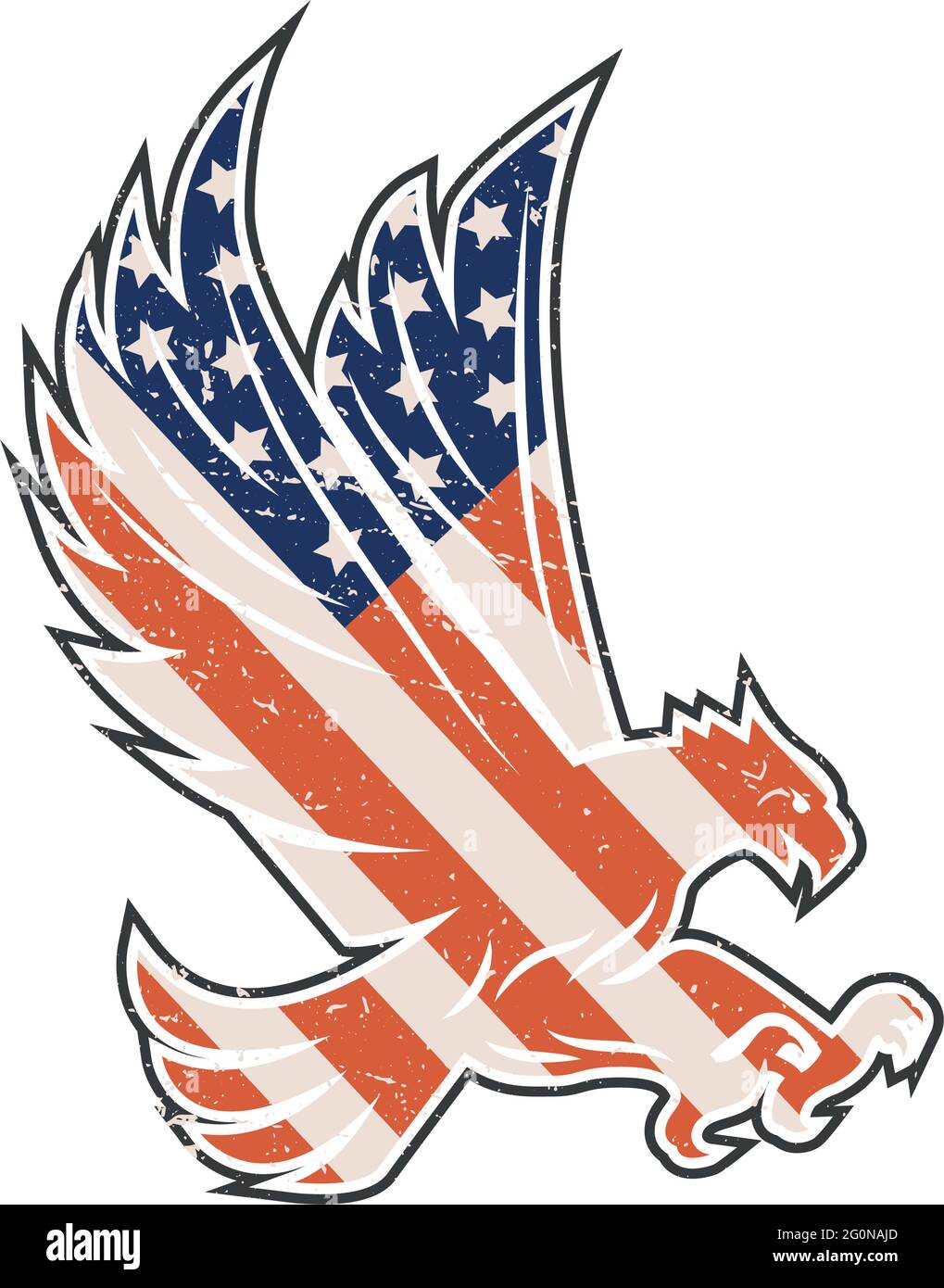 adler fliegt mit usa-Flaggenemblem Stock Vektor