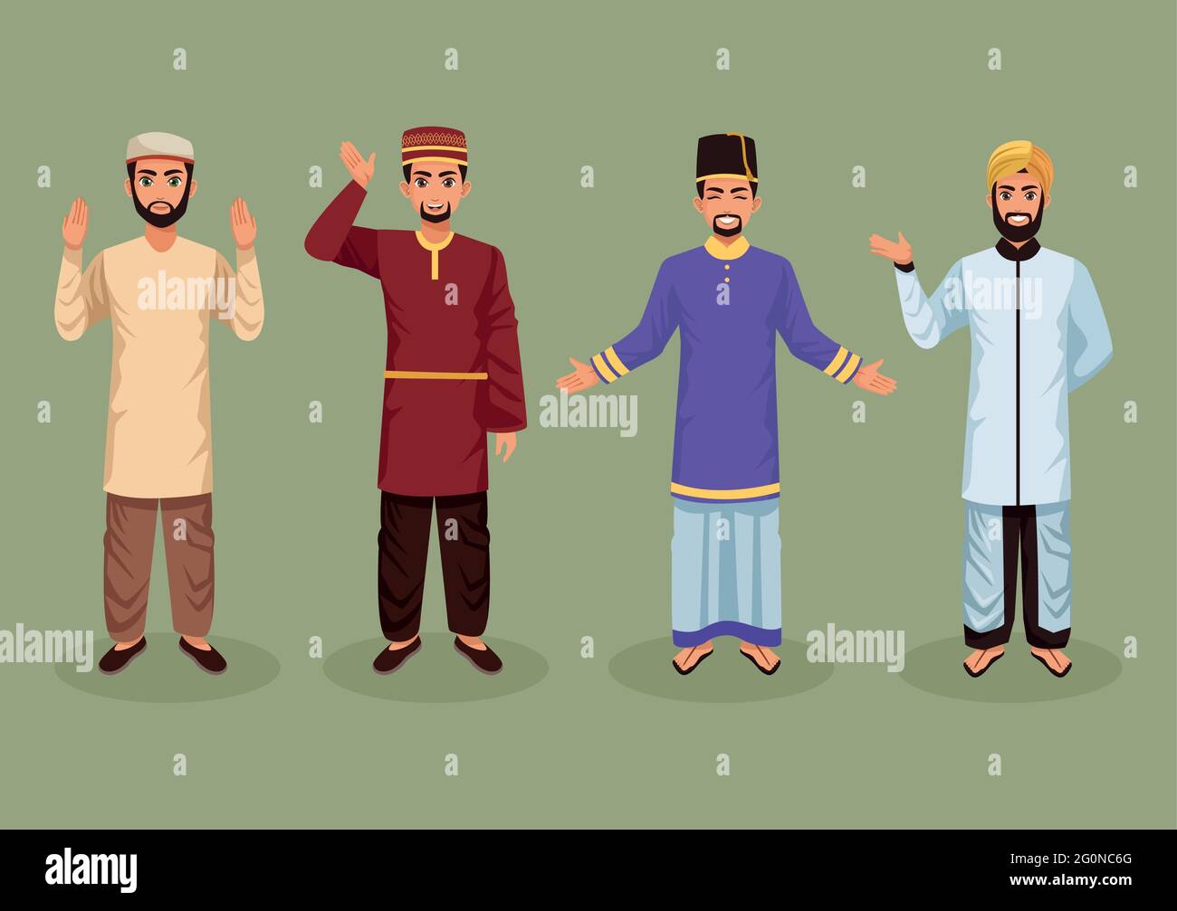 Vier muslimische Personen Stock Vektor
