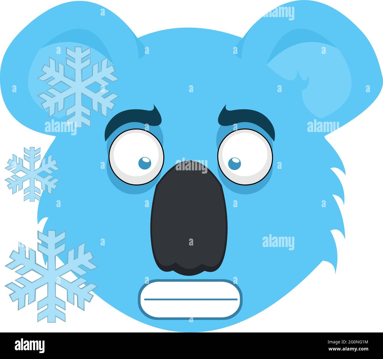 Vektor-Illustration von Emoticon von Cartoon Koala Gesicht gefroren und mit Frösten Stock Vektor