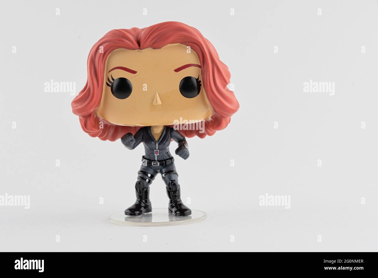 CHESTER, VEREINIGTES KÖNIGREICH - 9. MAI 2021: Black Widow Funko Pop Figur Stockfoto