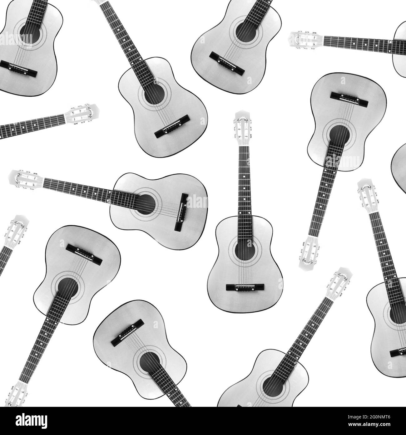 Gitarre auf weißem Hintergrund. Musikinstrument. Hintergrund der Gitarren Stockfoto