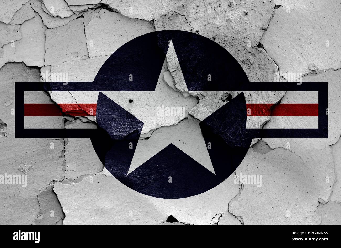 USA Luftwaffe Rundel auf rissige Wand gemalt Stockfoto