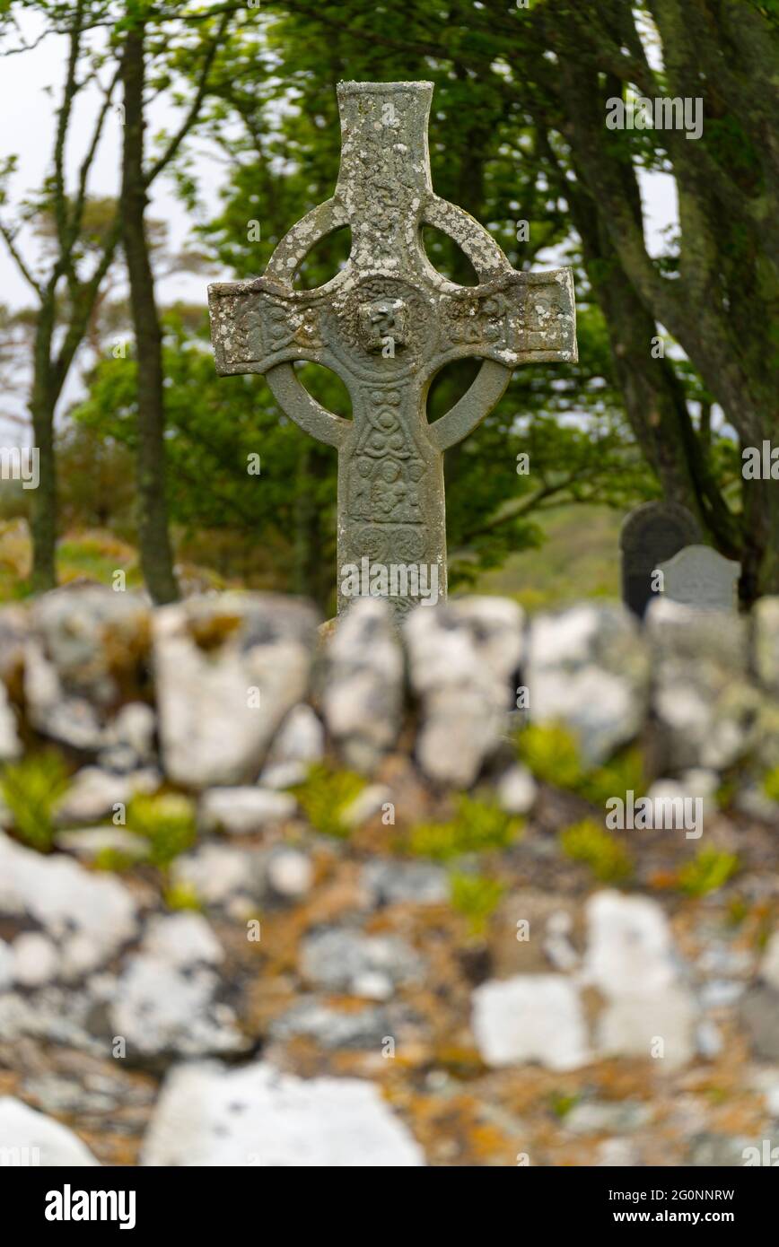 Kildalton High Cross in der Kildalton Old Parish Church auf Islay, Inner Hebrides, Schottland, Großbritannien Stockfoto