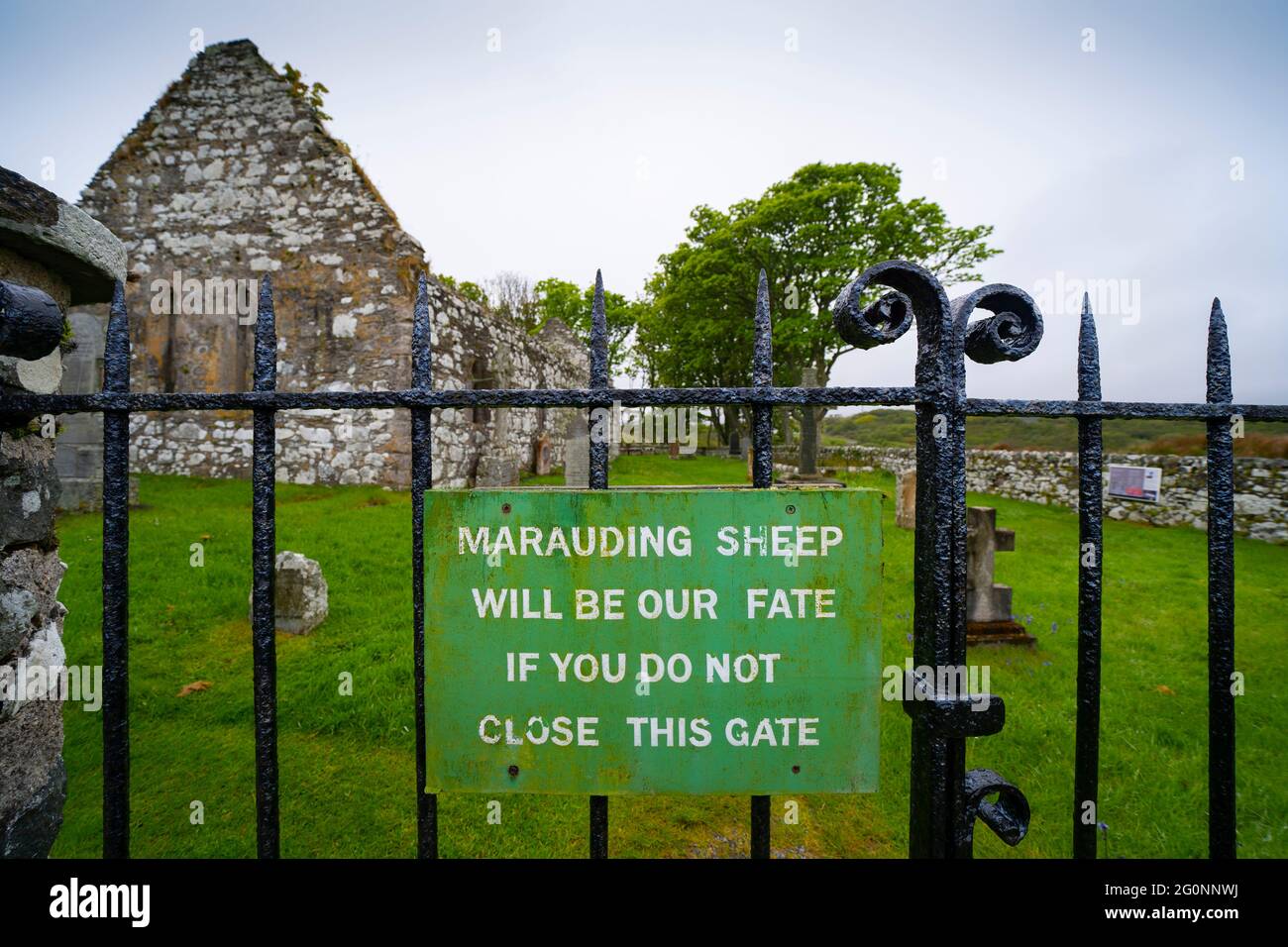 Schild an der Kildalton Old Parish Church, Kildalton, Islay, Schottland Stockfoto