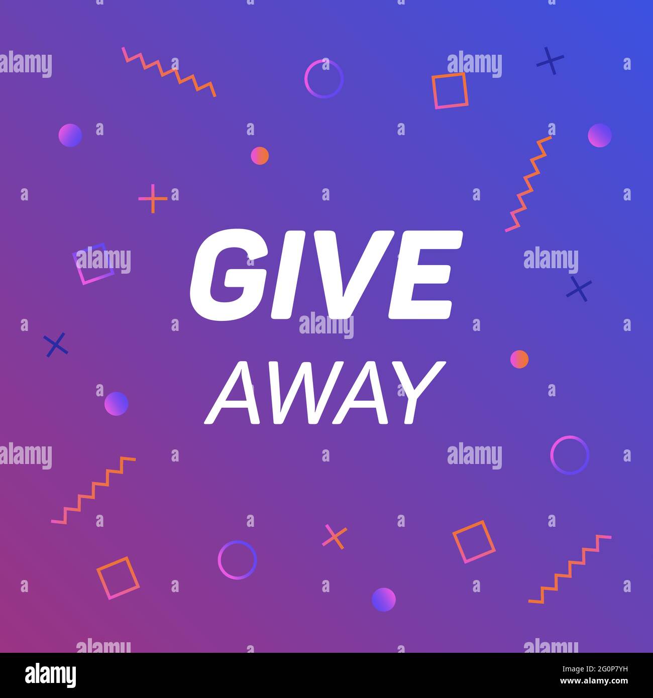 Giveaway-Banner für Gewinner auf dem Hintergrund mit abstrakten geometrischen Formen. Vorlagen-Design für Social-Media-Beiträge, Webbanner. Bieten Sie eine Belohnung im Wettbewerb an Stock Vektor