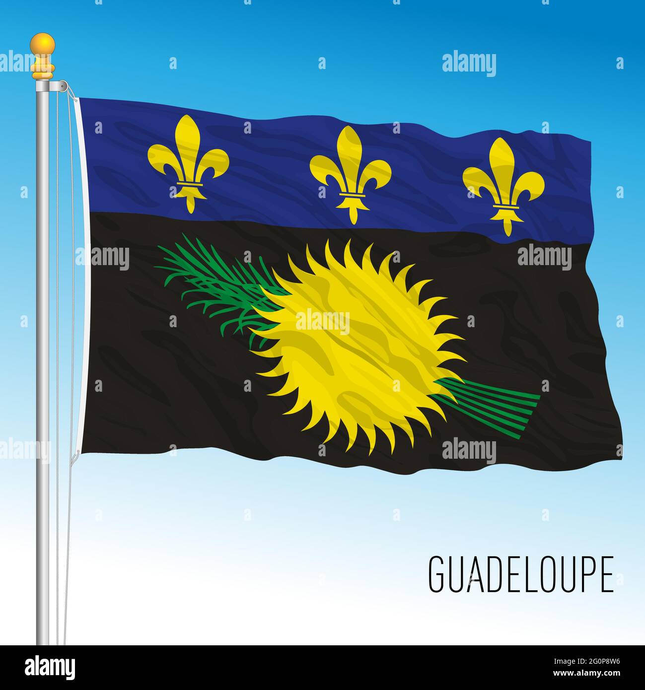 Offizielle Nationalflagge Guadeloupe, französisches Territorium, mittelamerika, Vektorgrafik Stock Vektor