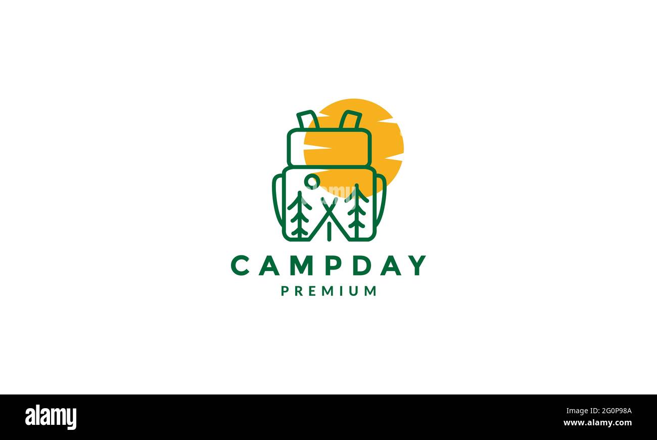 Bergtasche mit Bäumen Outdoor-Logo Symbol Vektor Symbol Illustration Grafik-Design Stock Vektor