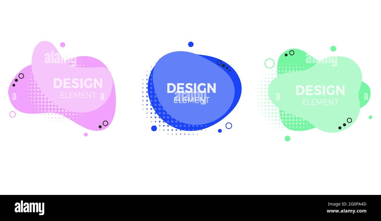 Satz abstrakter moderner grafischer Elemente. Set aus flüssigen Gradientenformen und -Bannern. Stock Vektor