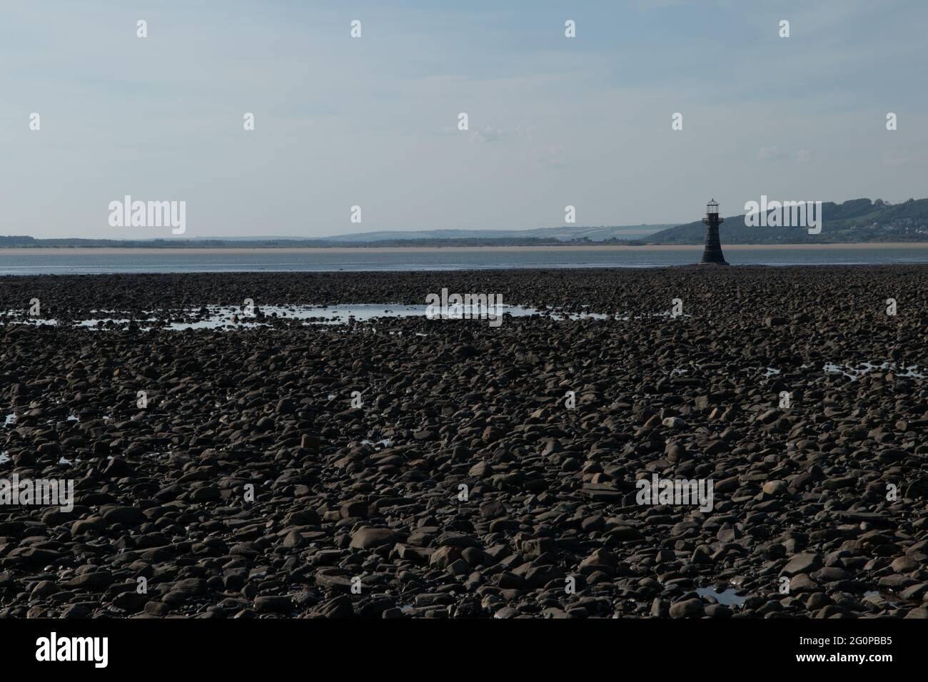 Der Leuchtturm am Whiteford Point, The Gower, Wales, Großbritannien Stockfoto