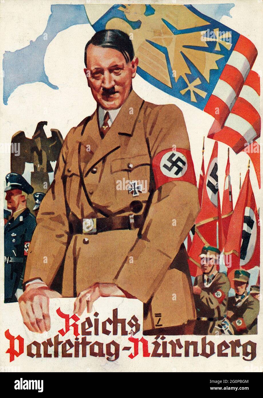 Ein altes Nazi-Propagandaplakat für die Nürnberger Parteiversammlung Stockfoto