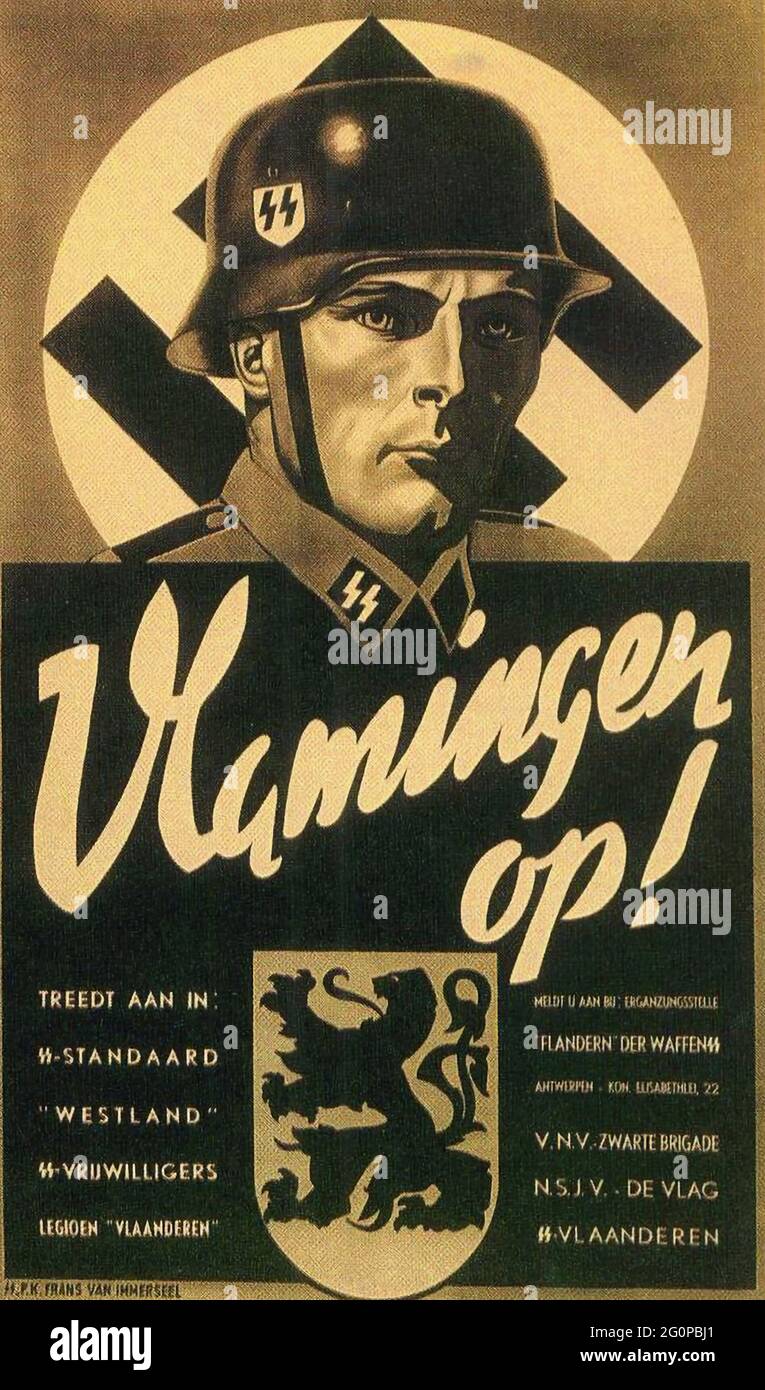 Ein altes Nazi-Rekrutierungsplakat für die niederländische Division der Waffen-SS, die Stockfoto