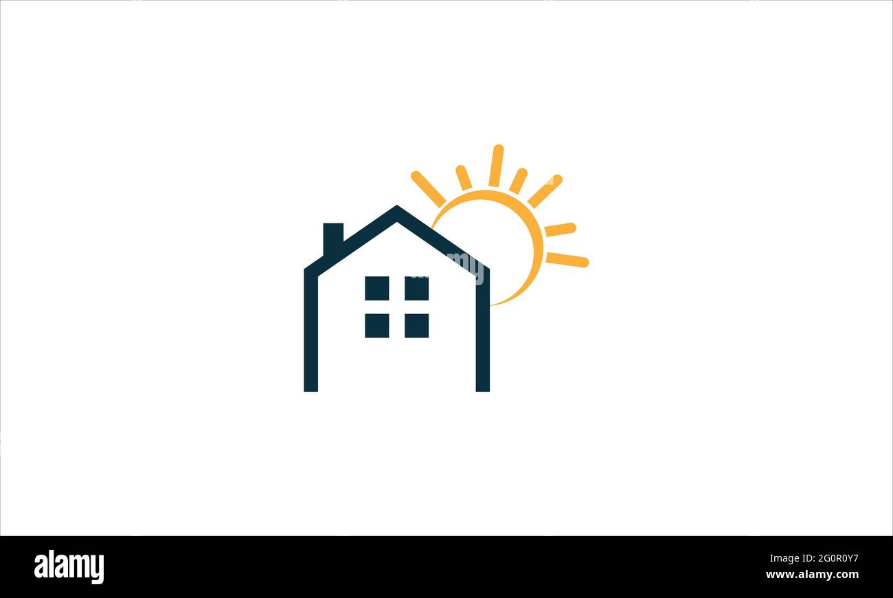 Haus mit Sunrise Icon Real State Logo Design Vektor-Vorlage Illustration Stock Vektor