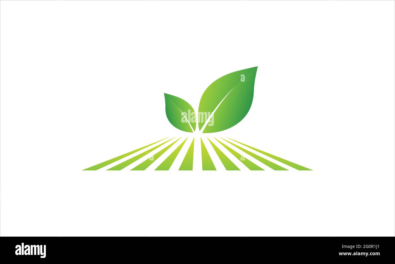 Sunny Green Leaf Fields Symbol Logo Design Illustration Vektor-Symbol Stock Vektor