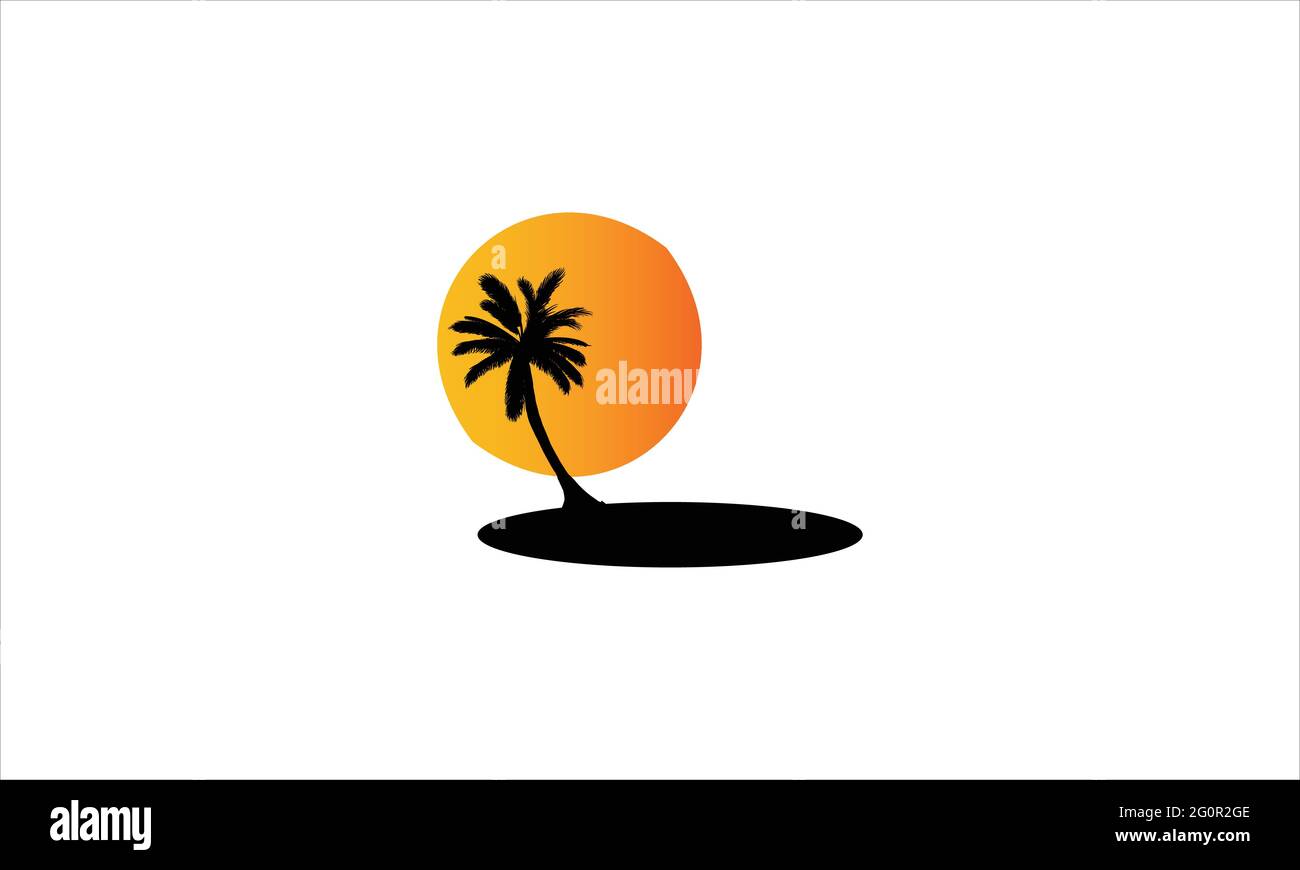 Baum am Strand Sunset Island Icon Logo Design Vektor Vorlage Stock Vektor