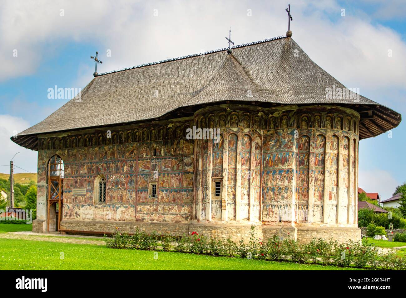 Bemalte Kirche im Kloster Humor, Humorlului, Rumänien Stockfoto