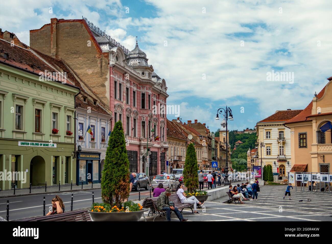 Der Rat Square, Altstadt, Brasov, Rumänien Stockfoto