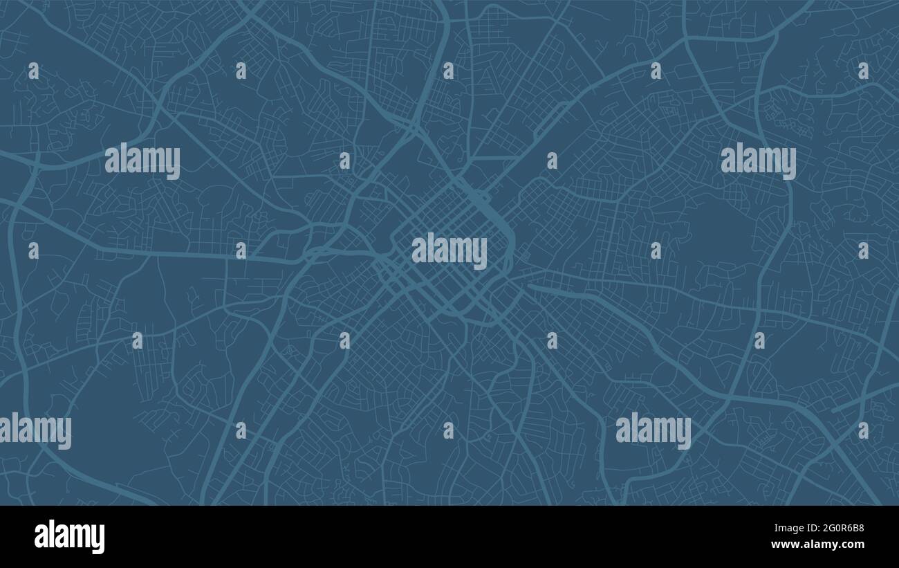 Blue Charlotte Stadtgebiet Vektor Hintergrundkarte, Straßen und Wasser Kartographie Illustration. Breitbild-Proportion, digitale Flat-Design-Streetmap. Stock Vektor