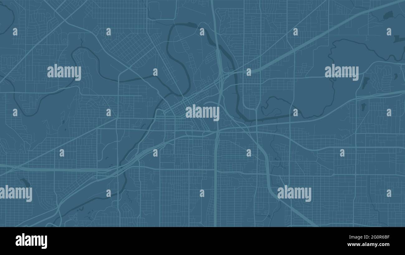 Blue Fort Worth Stadtgebiet Vektor Hintergrundkarte, Straßen und Wasserkartographie Illustration. Breitbild-Proportion, digitale Flat-Design-Streetmap. Stock Vektor