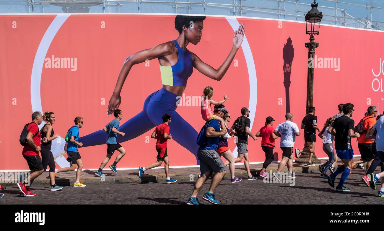 FRANKREICH. PARIS (8. BEZIRK). OLYMPISCHER TAG, CONCORDE PLATZ, 23. JUNI 2019 Stockfoto