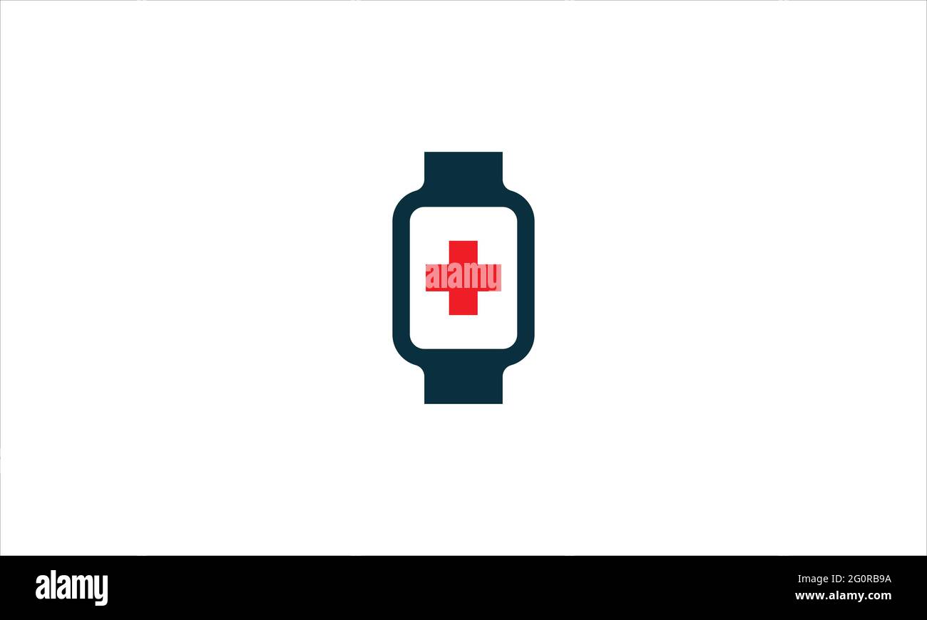 Smart Uhr medizinische Notfall Kreuz Zeichen Symbol Logo Design Illustration Stock Vektor