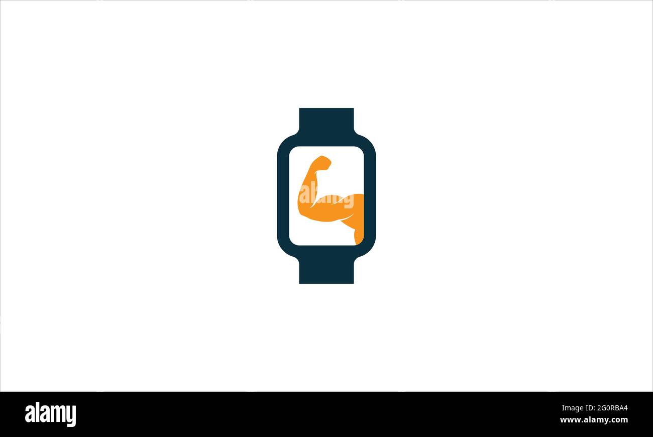 Smart Uhr mit Gym Muscle Icon Logo Design Illustration Stock Vektor