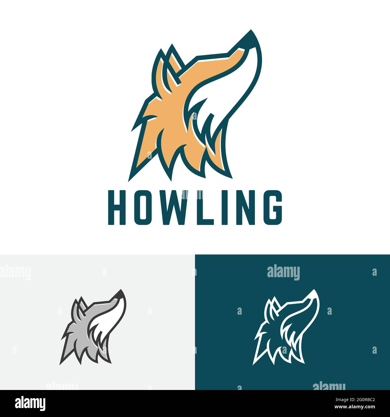 Howling Wolf Head Wild Animal Nature Wildlife Logo Stock Vektor