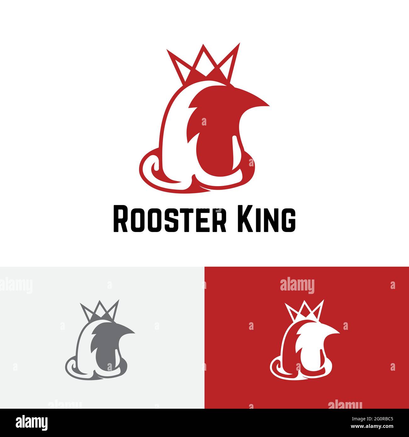 Hahnenkrone König Krone Chicken Head Abstraktes Logo Symbol Stock Vektor