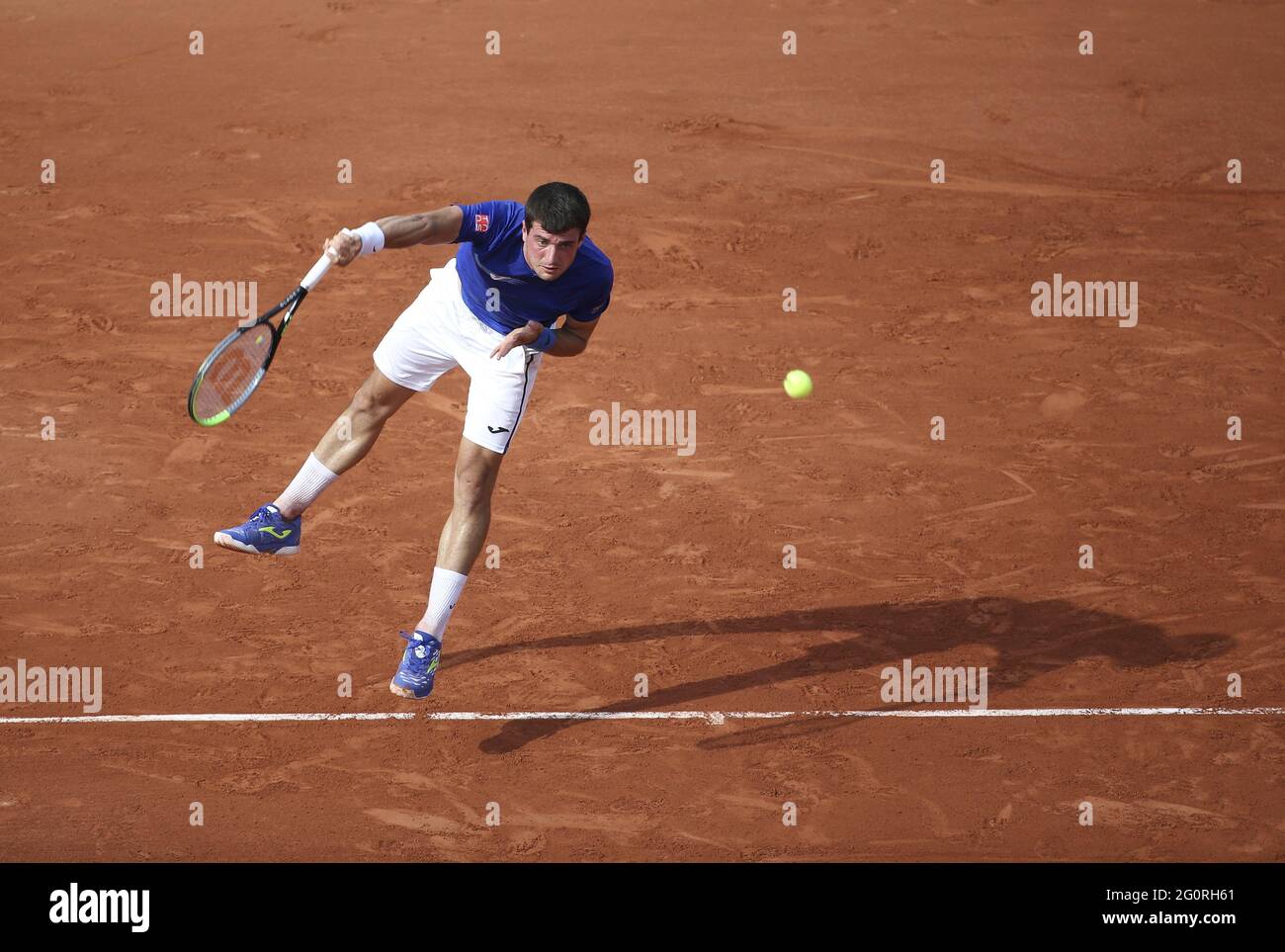 Pedro Martinez aus Spanien während des 4. Tages der French Open 2021, Grand Slam Tennisturnier am 2. Juni 2021 im Roland-Garros Stadion in Paris, Frankreich - Foto Jean Catuffe / DPPI / LiveMedia Stockfoto