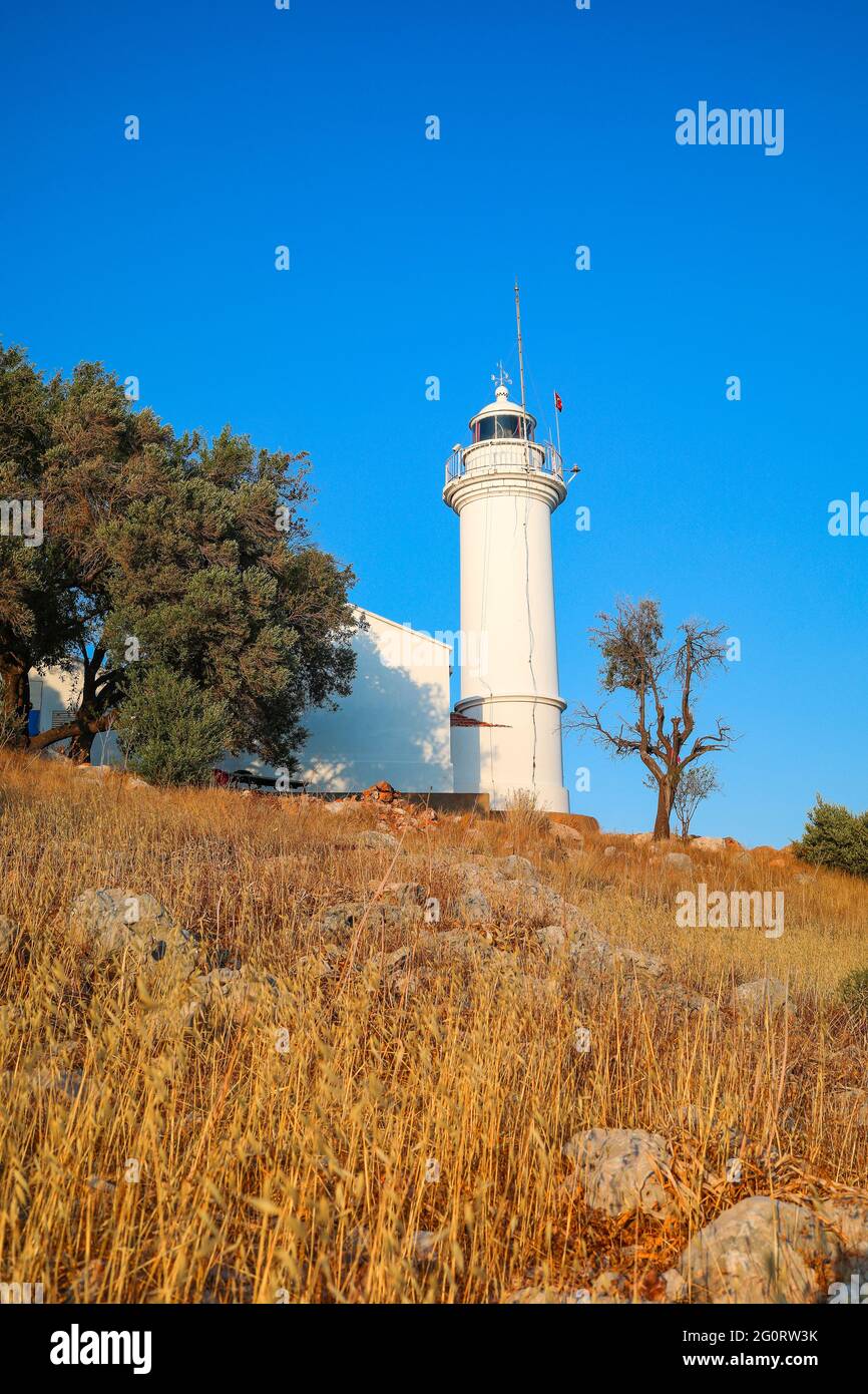 Gelidonya Leuchtturm in Karaoz, Antalya, Türkei auf lykischer Weise, Landschaft, Seascape, Copy Space. Stockfoto