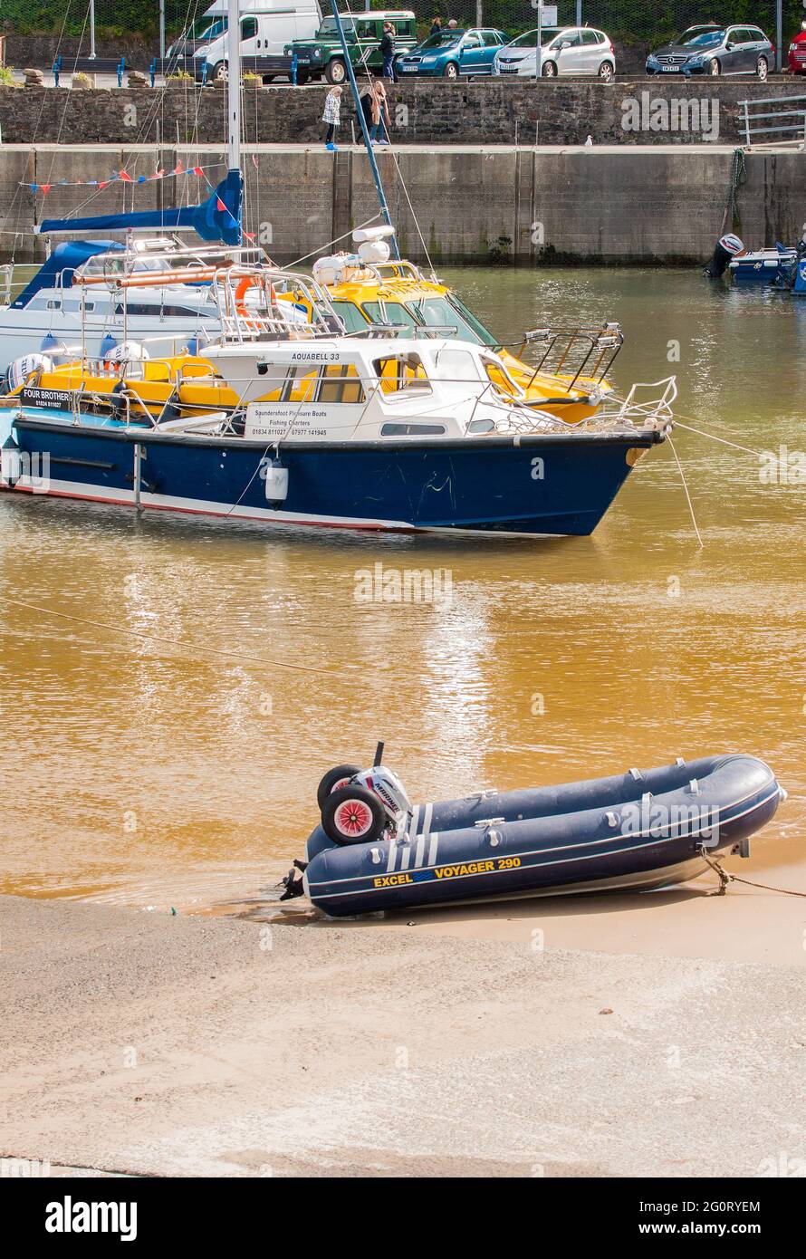 Saundersfoot Hafen, Pembrokeshire, Wales Stockfoto