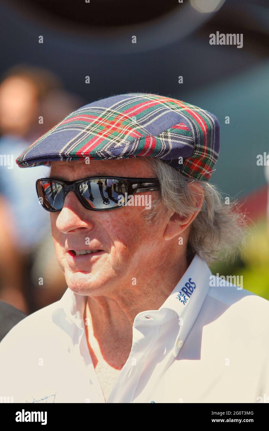 JACKIE STEWART dreimaliger F1-Weltmeister - Porträt beim Grand Prix von Großbritannien - Silverstone Stockfoto