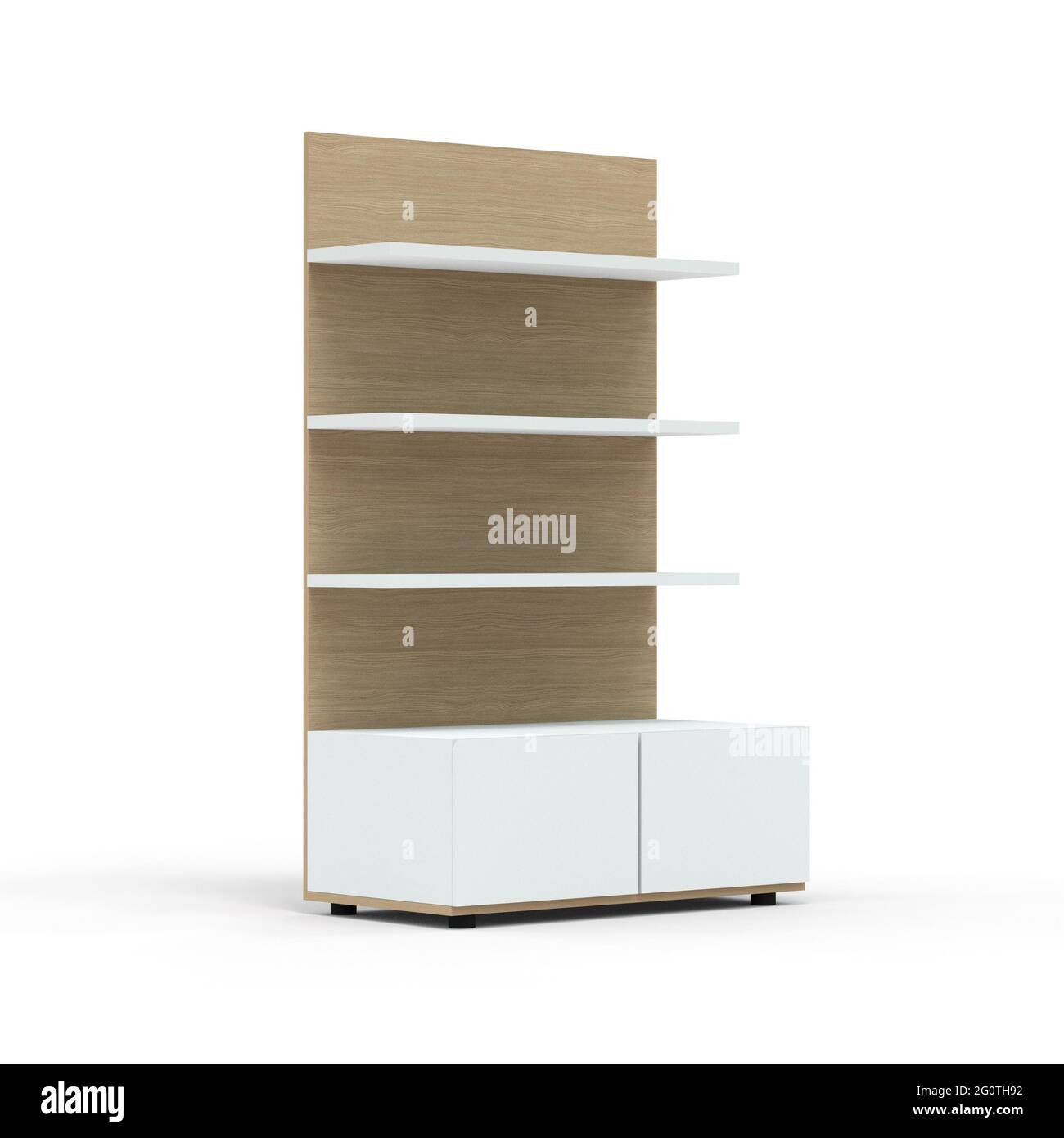 3D-Rendering leerer grauer Shelf-Hintergrund Stockfoto